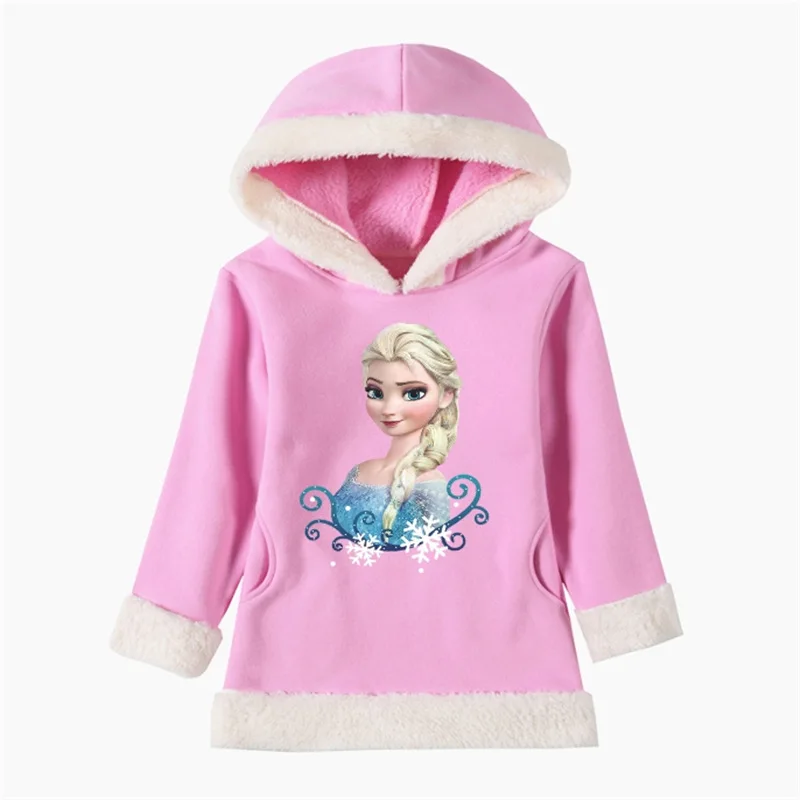 S30240-pink Зимние Свитера для девочек с рождественской глазурью; толстовки принцессы Эльзы для малышей; Милые осенние длинные флисовые пальто для подростков; топы - Цвет: S30240-pink