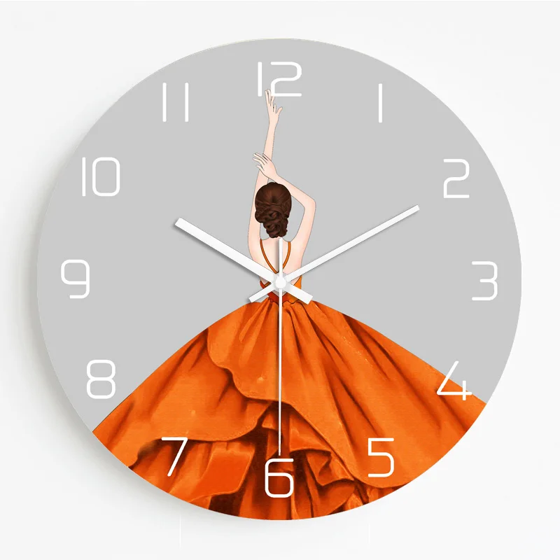 

Креативные модные современные декоративные индивидуальные настенные часы для гостиной, спальни, домашние украшения, часы, оранжевые прост...