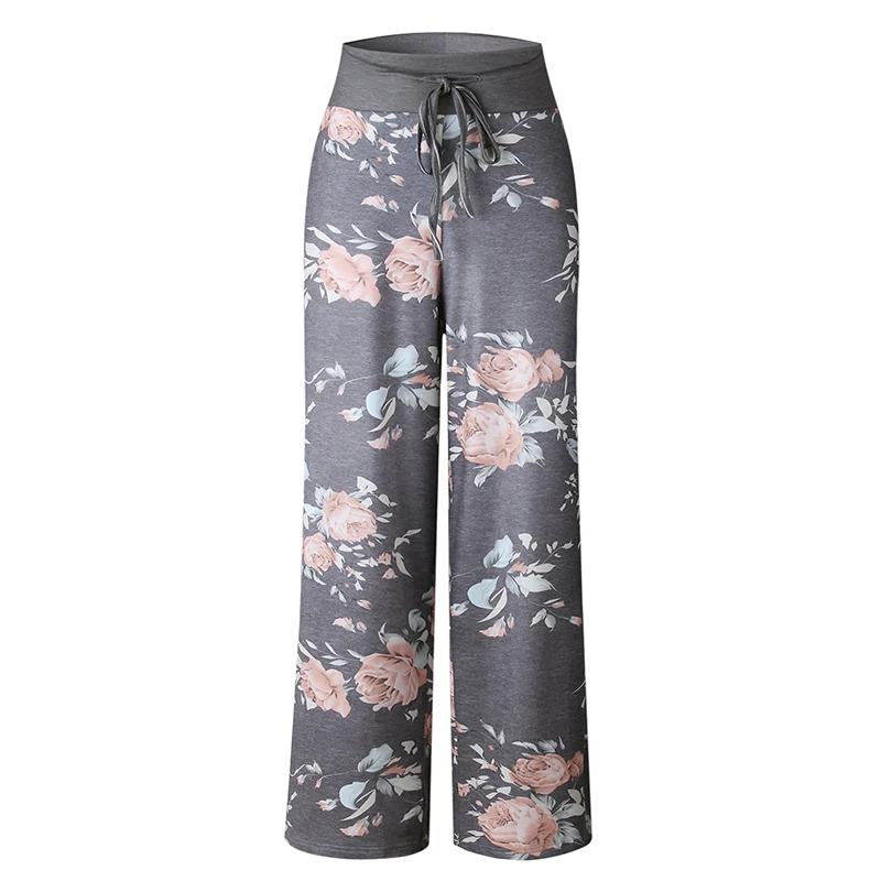 2021 Spring Floral Print Casual Trousers For Women Home Mid-waist Bandage Plus Size Female Streetwear Loose Sweatpants