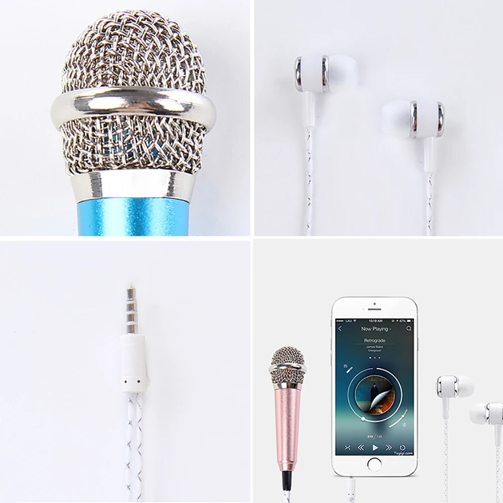 EOENKK Portable 3.5mm Stereo Studio Mic KTV Karaoke Mini Microphone For Cell Phone Laptop PC Desktop Small Size | Электроника