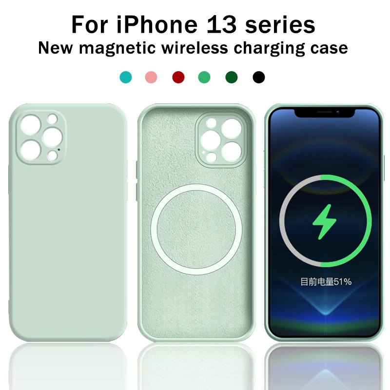 

For iPhone 13 Pro Max For Magsafe Magnetic Liquid Silicone Case iPhone 12 Mini Support Wireless Charging Back Cover Accessories