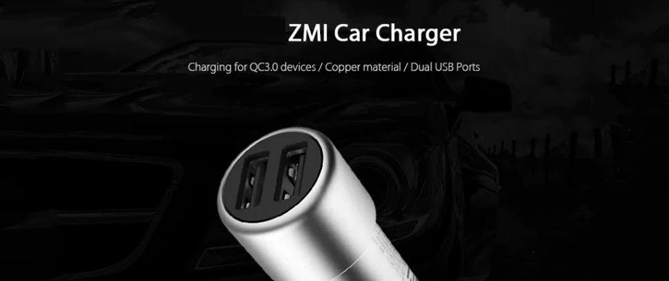 Автомобильное зарядное устройство Xiaomi ZMI QC3.0 Dual USB, быстрое зарядное устройство для путешествий, адаптер, металлический стиль, быстрая зарядка 12 В/1,5 А для мобильного телефона