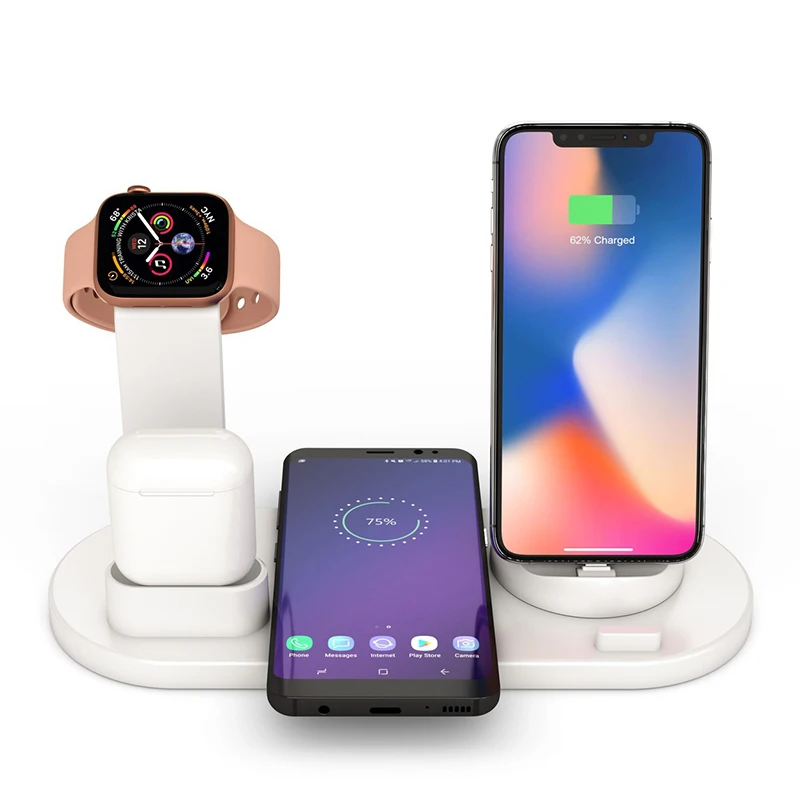 3 in 1 wireless charger dock 10w 9v fast charging wireless stand for apple watch iphone 11 x xs max type c airpods charge holder free global shipping
