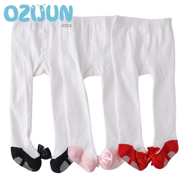 

Fashion Baby Girls Anti-slip Tights Knit Cotton Children Pantyhose Kids with Bow Newborn Stockings 0-3 Years
