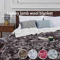 blankets for bed double layer thicken plush home warmer bedding blankets lamb cashmere thick sofa blankets fleece bedspread