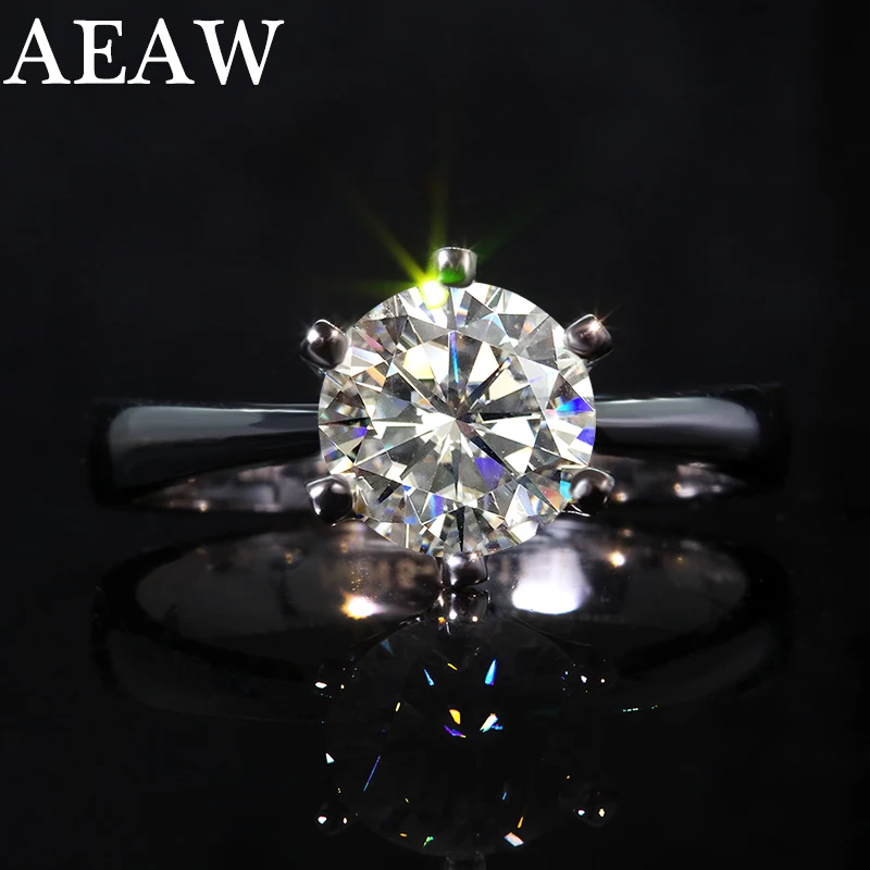 

1 Carat Round Moissanite Engagement Ring 10k 14K 18K White Gold silver 925 Wedding Rings