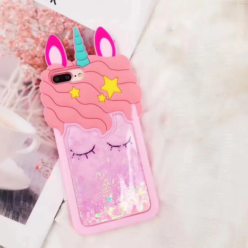 3D с изображением единорогов из жидкого силикона чехол для телефона для samsung Galaxy S9 S8 S10 Note 9 8 J2 prime J5 J7 J8 J4 A6 плюс крышка
