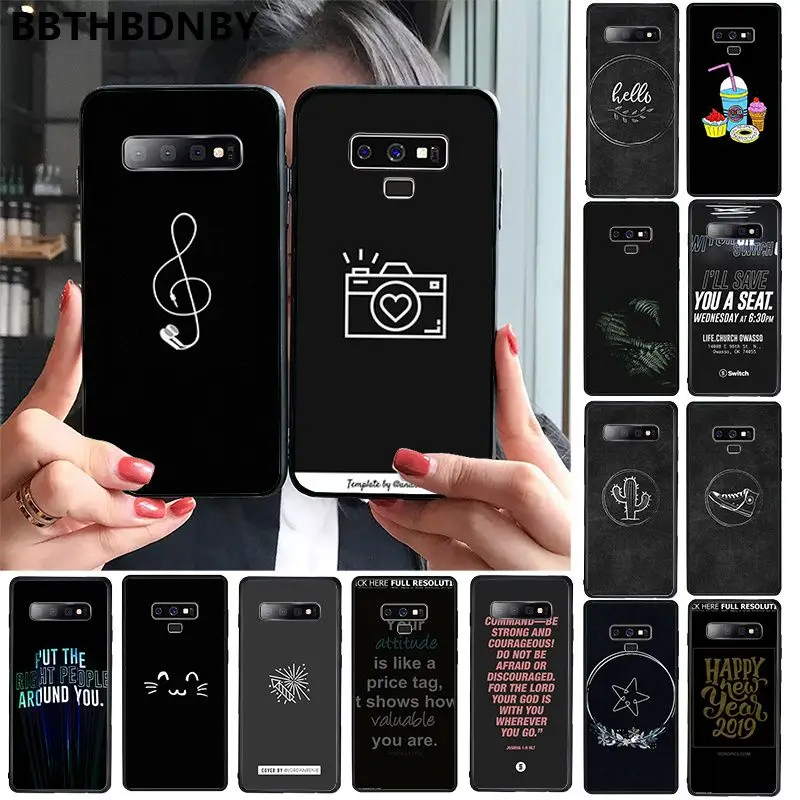 Чехол для телефона художественный свежий TPU черный чехол samsung S9 plus S6 edge S7 S8 S10