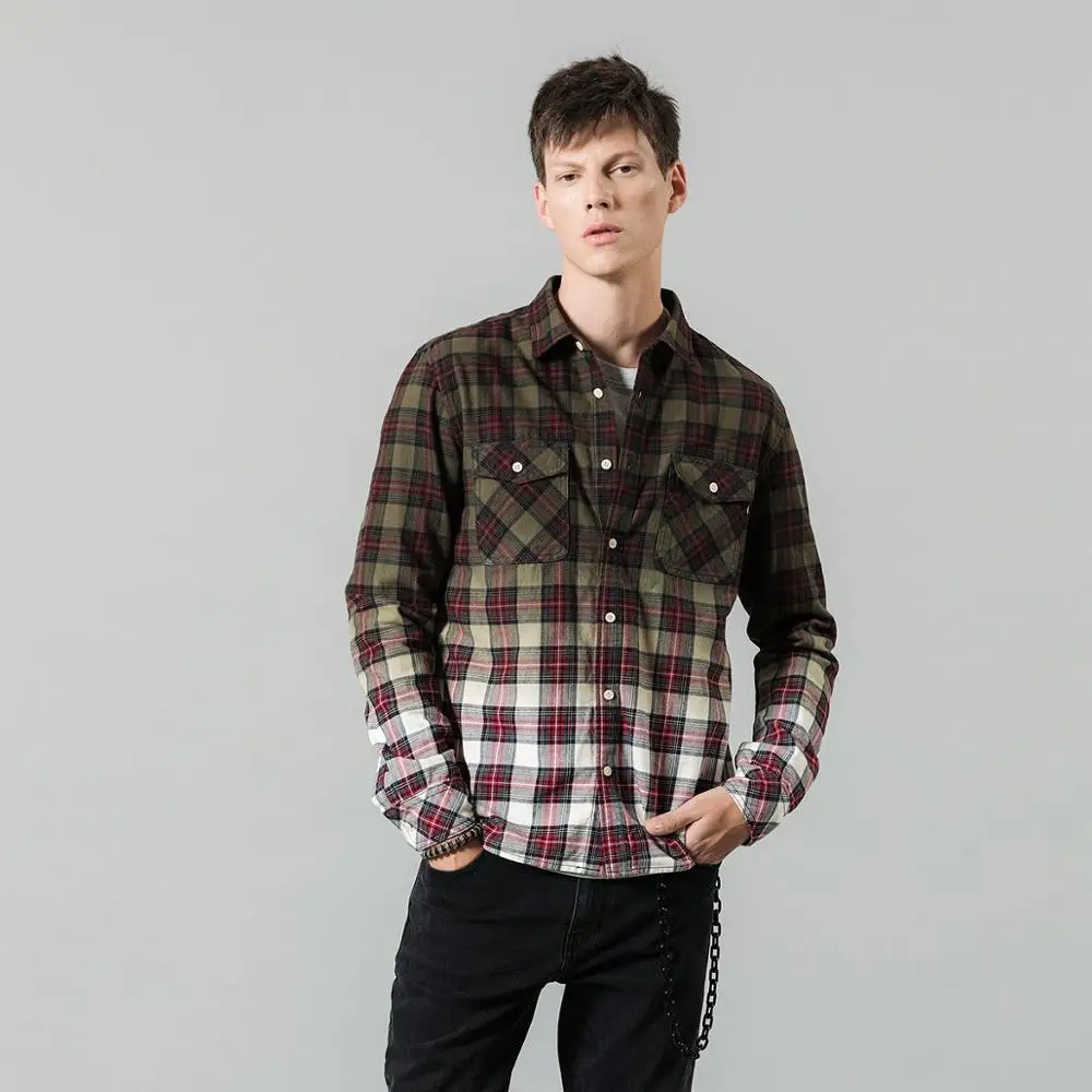 SIMWOOD/Новинка года; осенние мужские рубашки в клетку с галстуком; контрастный цвет; Модная приталенная хлопковая рубашка; большие размеры; одежда; SI980661 - Цвет: red