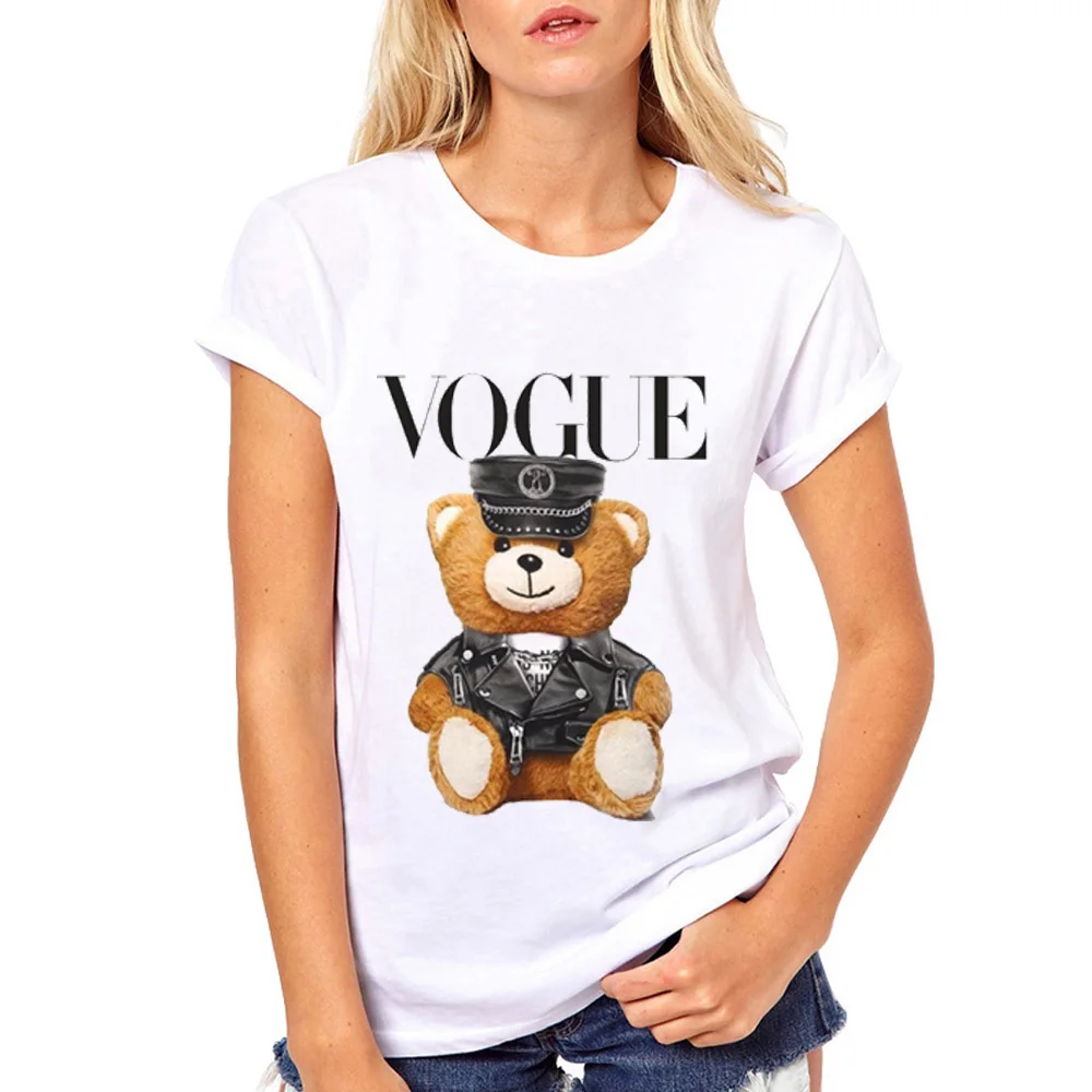 Женские футболки Vogue футболка с мишкой из полиции и плюшевой для девочек