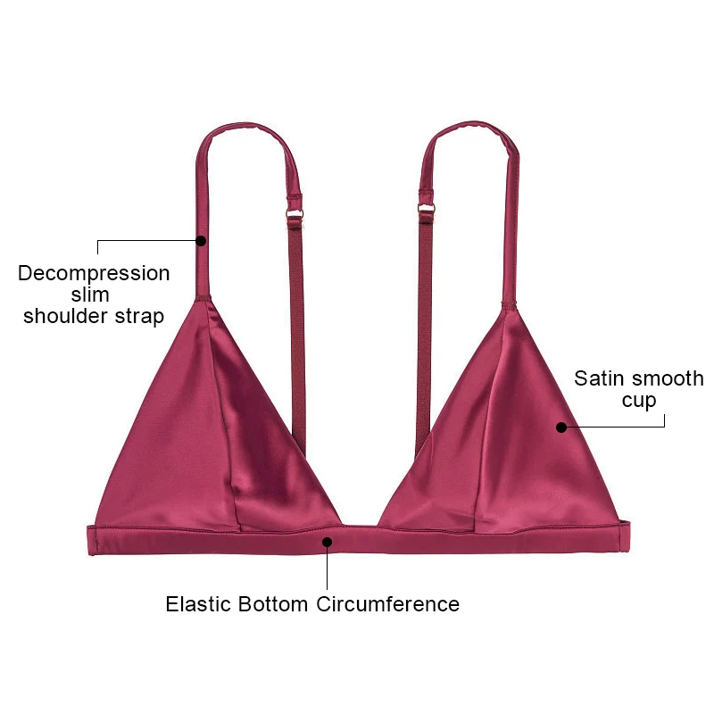 Роскошный женский бюстгальтер Шелковый Бралетт топ атласный с V образным вырезом