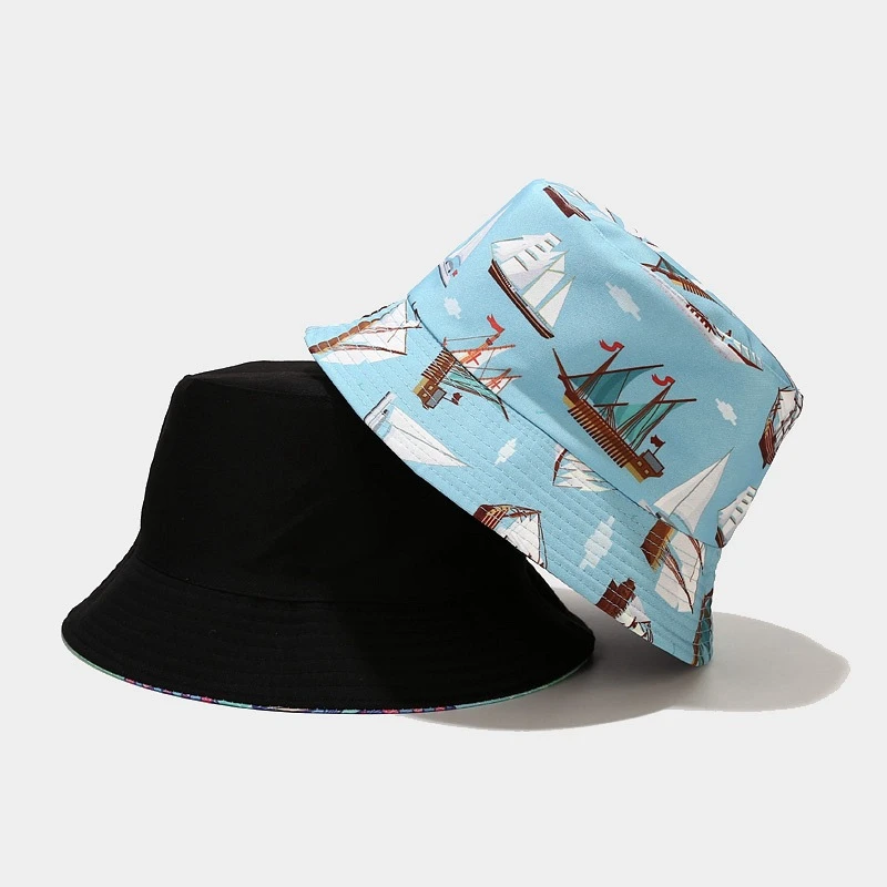 

Basin hat female tide creative cartoon underwater animal pattern double-sided fisherman hat