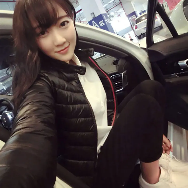 Женская куртка зимняя тонкая короткая пуховая плюс размер женское пальто