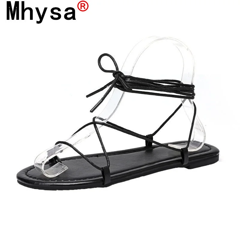 

2021 New Summer Fashion Women's Platform Shoes Open Toe Women Flat Sandals Comfortable Lace-up Lightweight Casual Beach Shoes