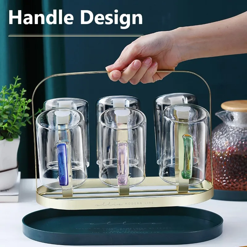 

Nordic Style Cup Holder Cup Racks Home Living Room With Tray Upside Down Cup Drain Glass Rack For Kitchen Organizer Storage