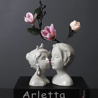 nordic modern creative ceramic vase kissing couple simple face living room flower arrangement art home decoration
