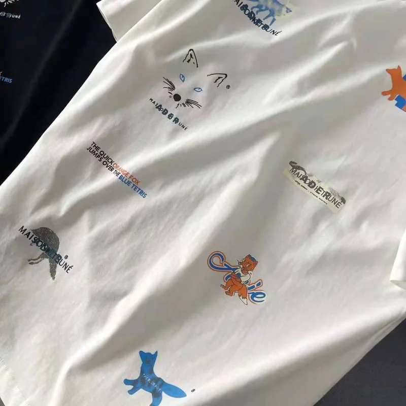 

Black White Ader Error Back Fox Printing T Shirt Men Women High Quality Loose Casual Simple ADER ERROR Tops Tee