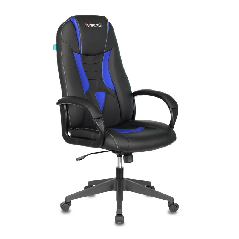 Кресло игровое БЮРОКРАТ VIKING 8N на колесиках искусственная кожа черный/синий (viking
