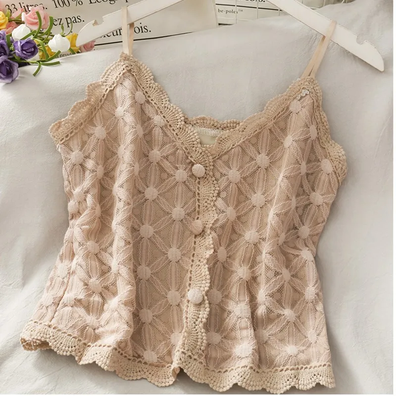 

Женская блузка, Новые Сексуальные женские укороченные топы, кружевная майка с открытой спиной, женский милый жилет, элегантная французская ...