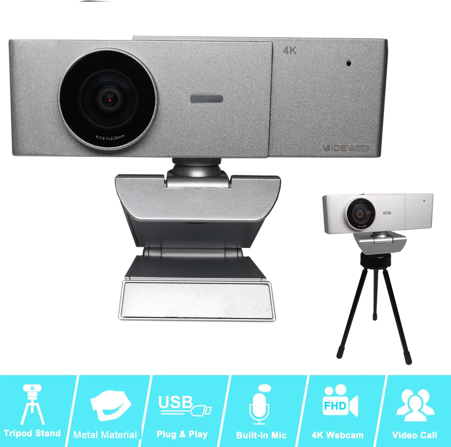 videw 4k webcam 8mp hd computer camera with microphone streaming web camera for desktop laptop usb webcams for video call gaming free global shipping