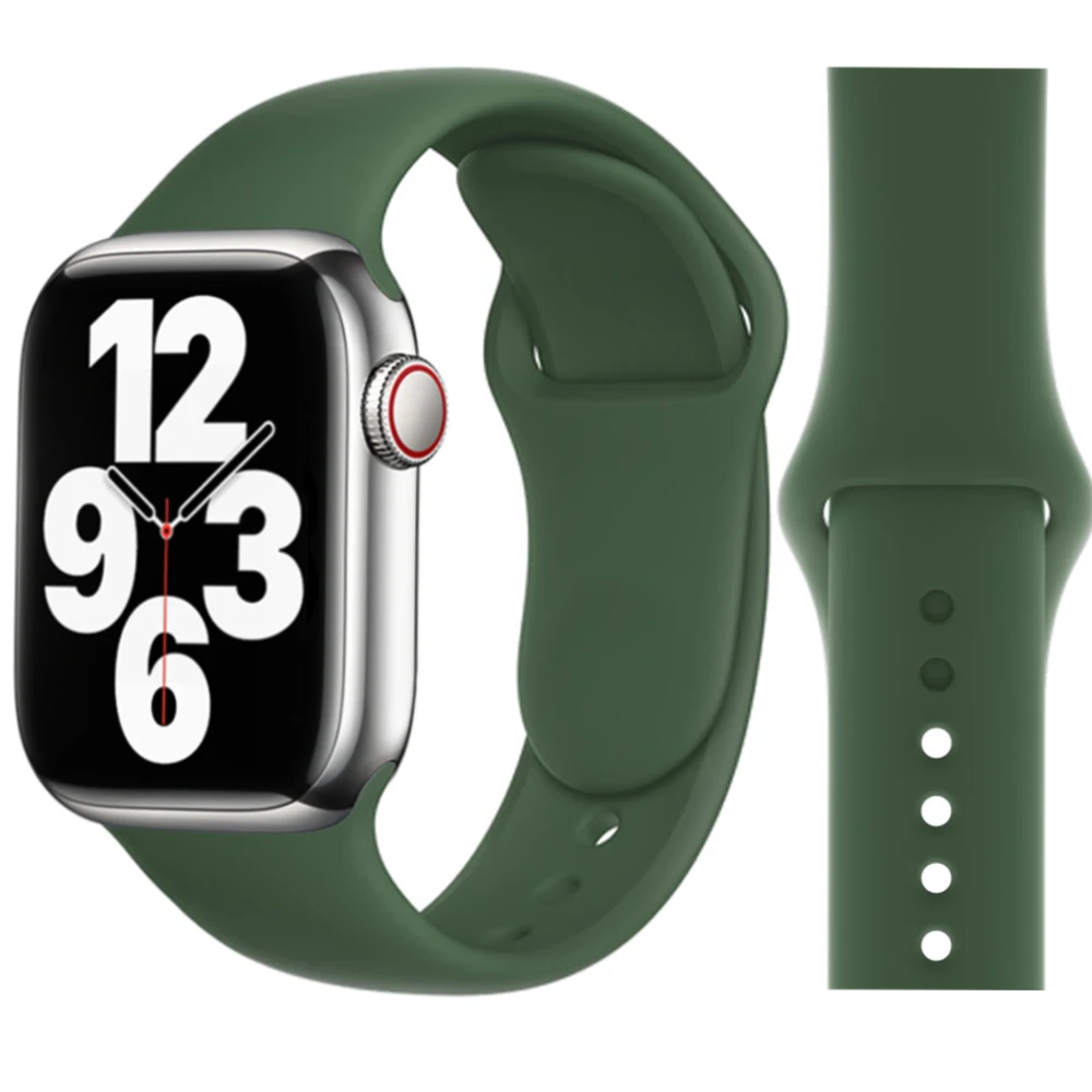 Silicone Strap for Apple Watch Band se 7 45mm 42mm 40mm 38mm smart  bracelets watchband on iWatch band for Series 7 6 5 4 3  2