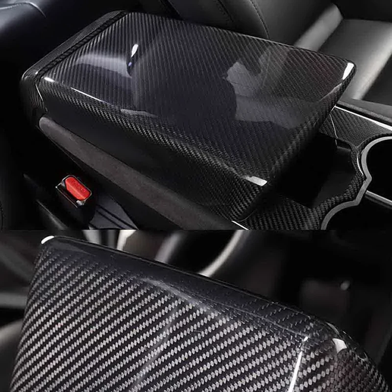 

Car Armrest Box Protective Cover for Tesla Model 3 2019-2021 Carbon Fiber Panel Decoration Cover Trim Interior Stickers