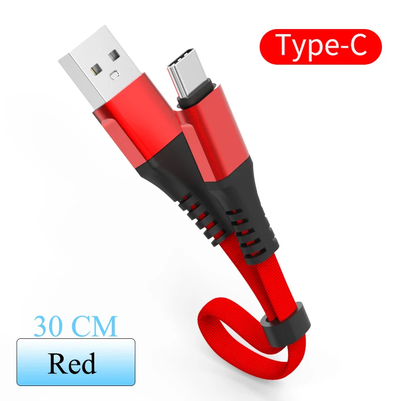 Red For Type C Портативный мини короткий кабель для iPhone X 8 7 Быстрая зарядка синхронизации данных Micro usb type C для huawei P30 Xiaomi 9 samsung S9 USBC Cabo - Цвет: Red For Type C