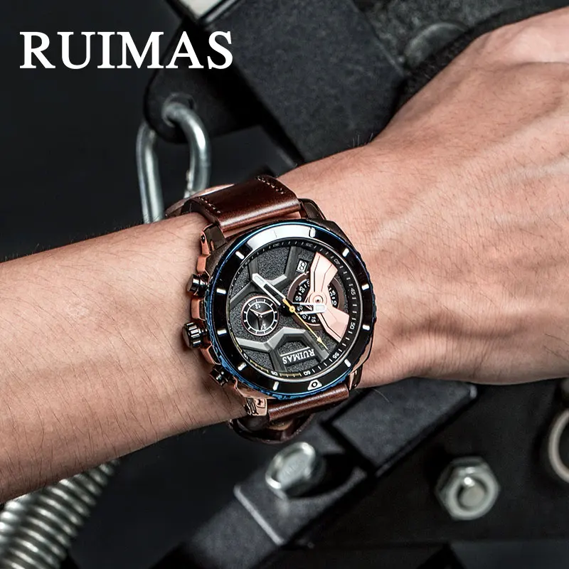 Модные мужские спортивные часы золотые наручные из нержавеющей стали милитари