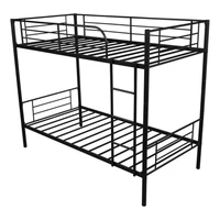 steel bunk bed twin over twin bed frame with safety guard rails flat ladder