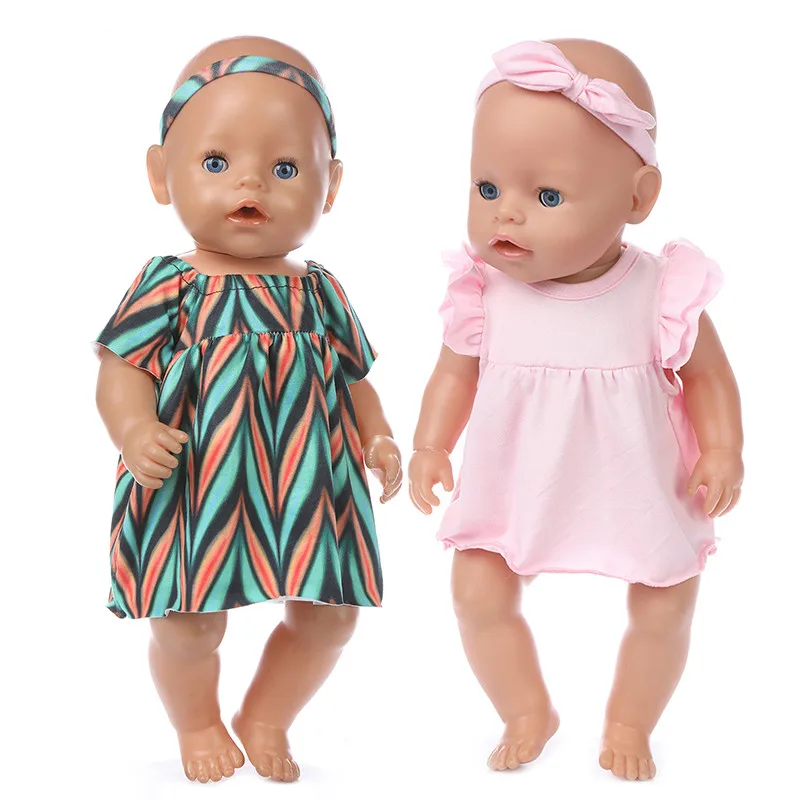 

Doll Clothes Accessories Baby New Born Fit 18 inch Big Brand Pink Princess Skirt Suit For Baby Birthday Gift