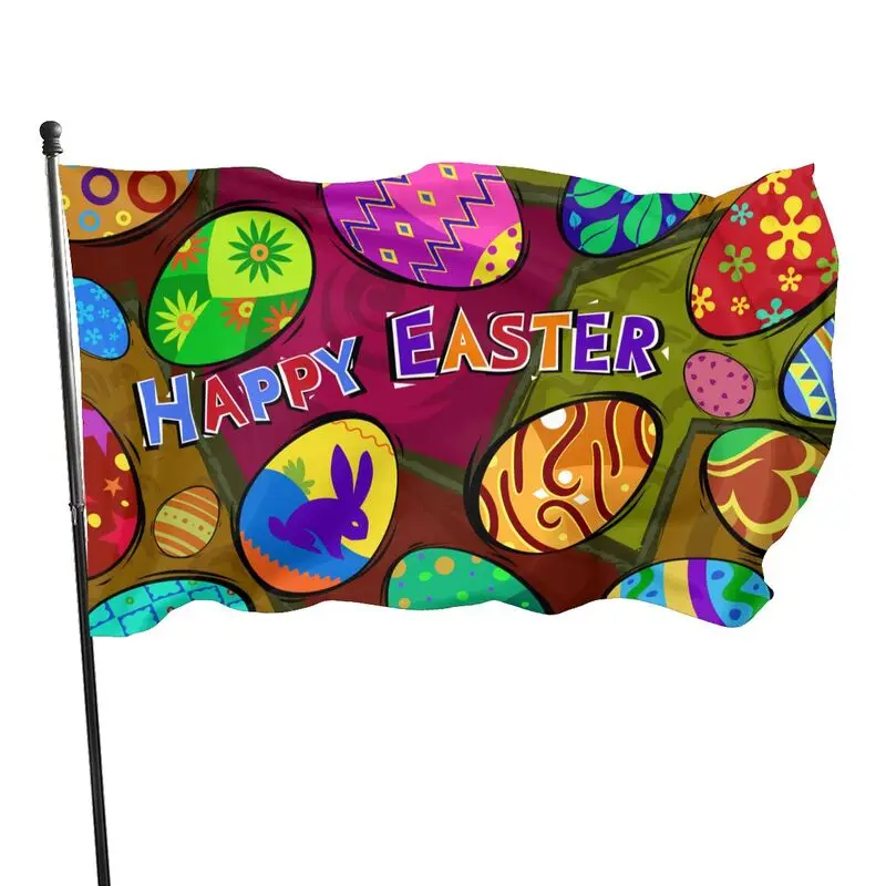 Пасхальные красочные яйца бабочки Маргаритка Тюльпан цветы зеленый 3x5 футов флаг