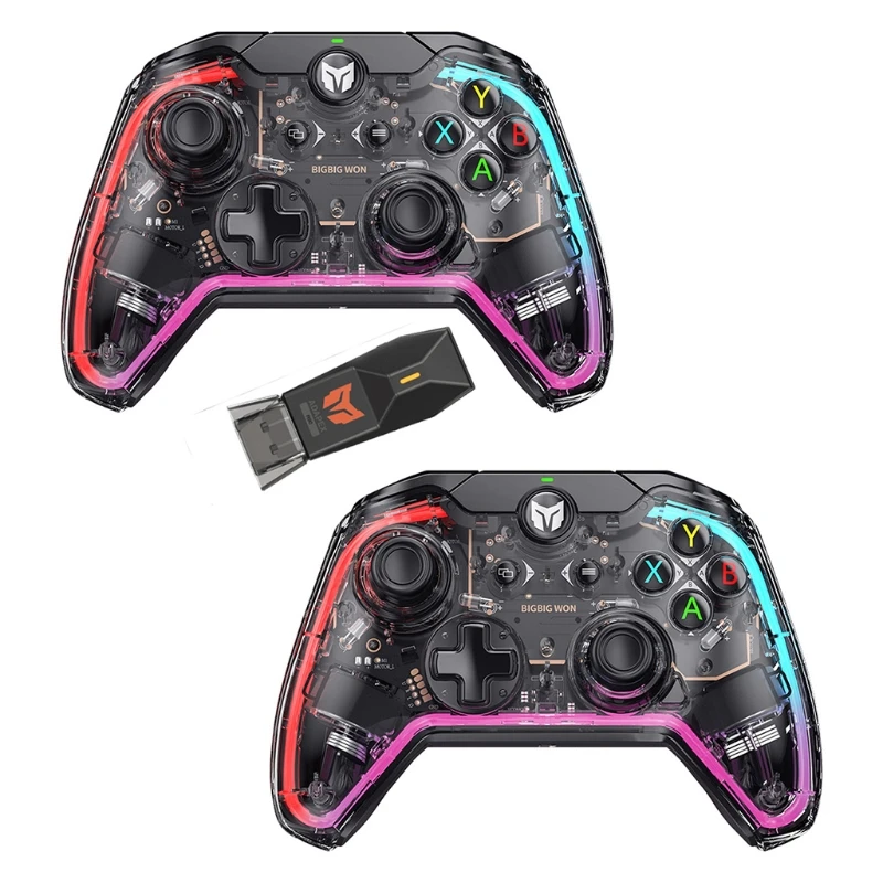 C1 Wired Somatosensory Gamepad Game Controller with 6-axis Gyroscope RGB Light Effect/R90 Adapter Compatible with Switch