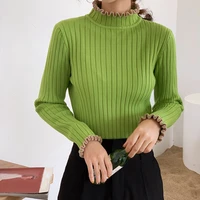 autumn female fashion slim solid color basic tops one size women spring half turtleneck base shirt long sleeve pullover sweater