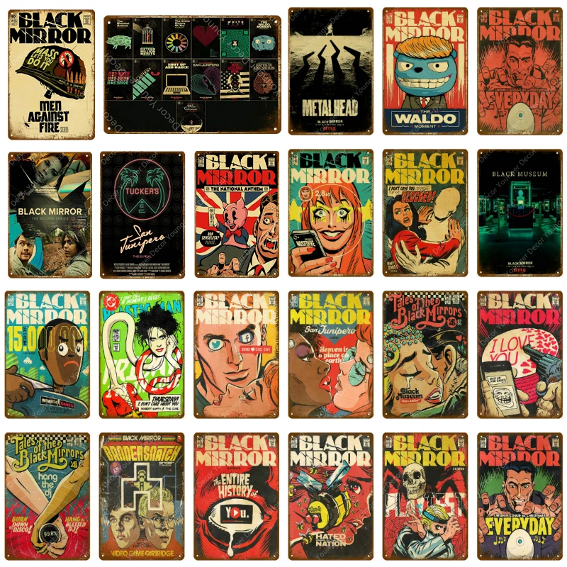 Кино черное зеркало металлические оловянные знаки ретро постер Бар Кафе