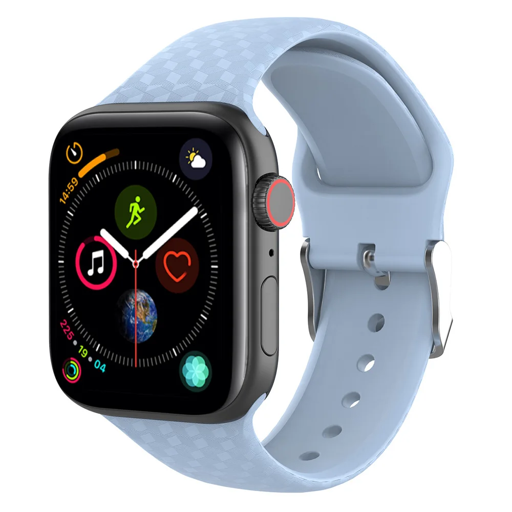 Ремешок силиконовый для Apple Watch 4 38 мм 40 42 44 спортивный мягкий браслет с 3d текстурой