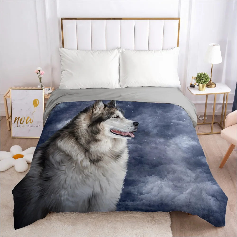 Комплект постельного белья с 3d рисунком волка пододеяльник покрывало одеяло