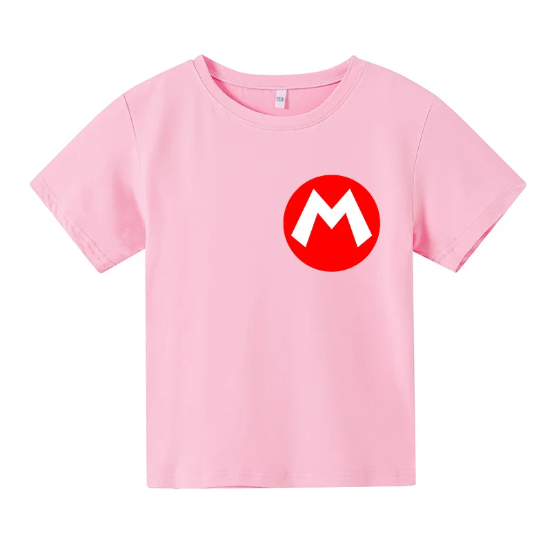 

2021 Cartoon super mario yoshi Print Toddler Children T-shirts Kids Anime Summer Funny Tees Boys/Girls 4-14 Tops Clothing,