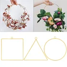 Золотая Геометрическая Цветочная железная металлическая гирлянда-обруч, цветочный венок, цветы ручной работы, металлический обруч, свадебное подвесное украшение для дома