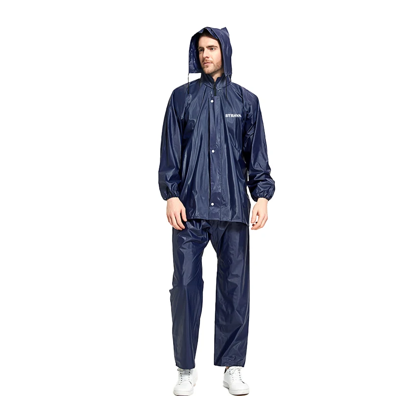 

STRAVA Cycling Raincoat Suit Strong Waterproof Men Mtb Bike Rain Gear Jacket Pants Set Adult Thicken Motorcycle Unisex Rain Suit