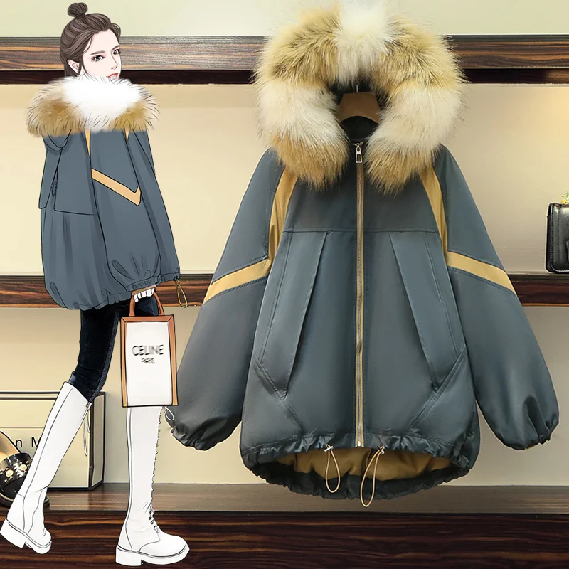 

Большой женский пуховик Parker, новинка 2021, зимняя утолщенная теплая и ветрозащитная куртка средней и длины, пальто с капюшоном из лисьего меха...