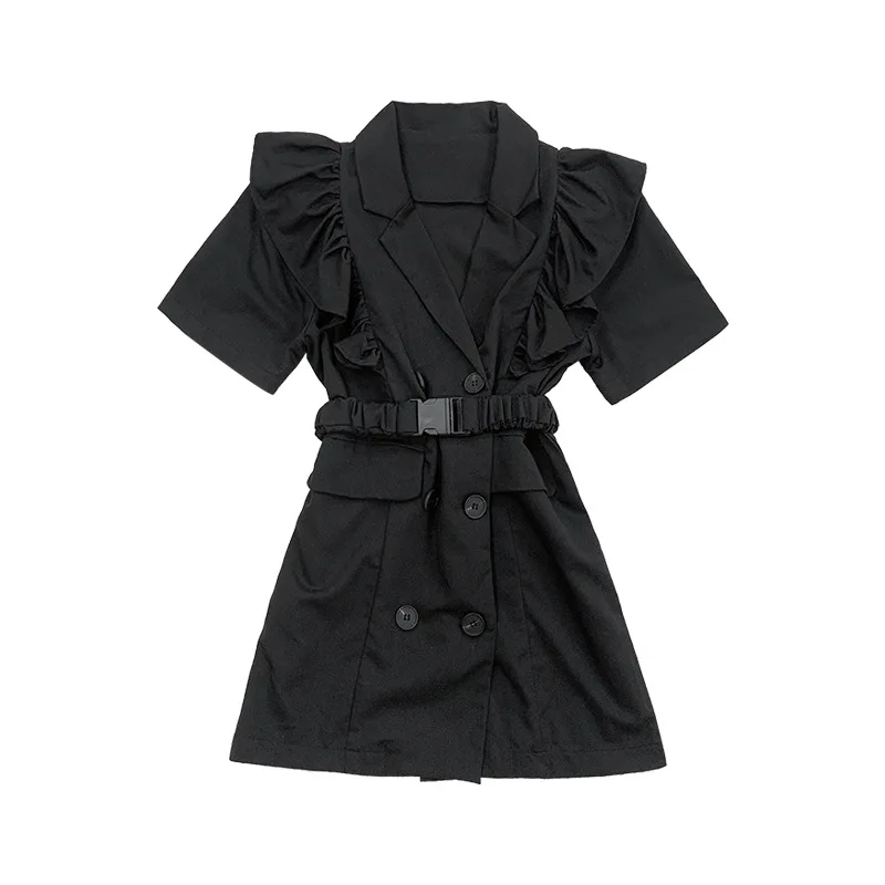 

Girls French Lace Suit Dress 2021 Summer New Girl Waist Short Sleeve Jacket Trend