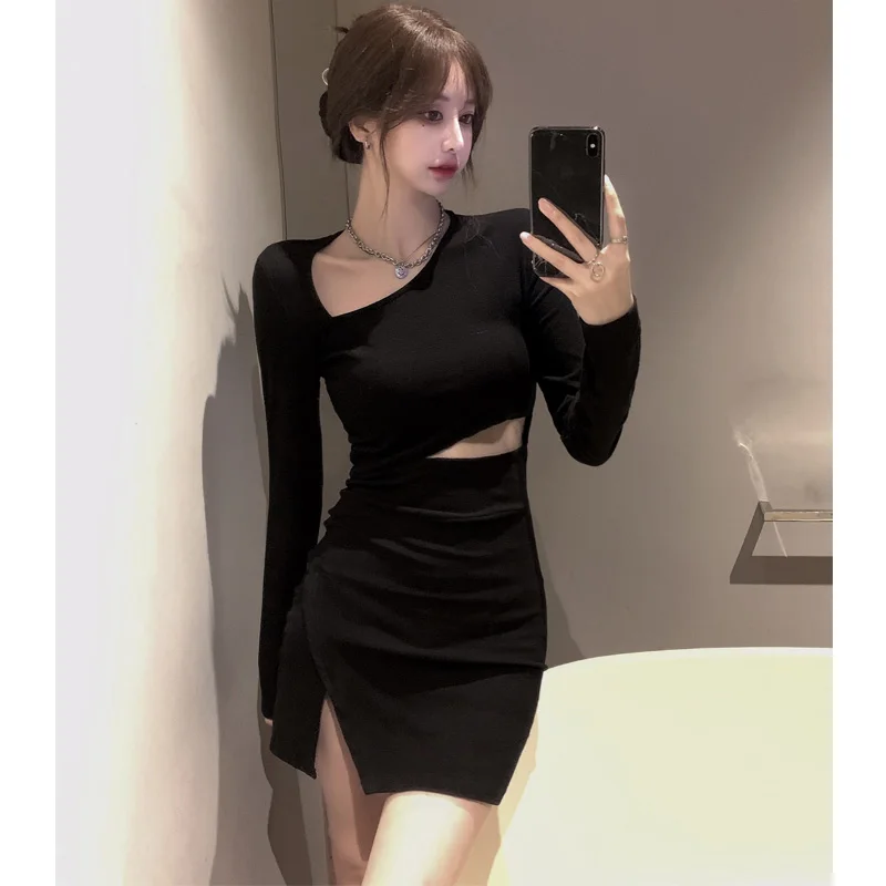 Женское ажурное платье с длинным рукавом повседневное винтажное в Корейском