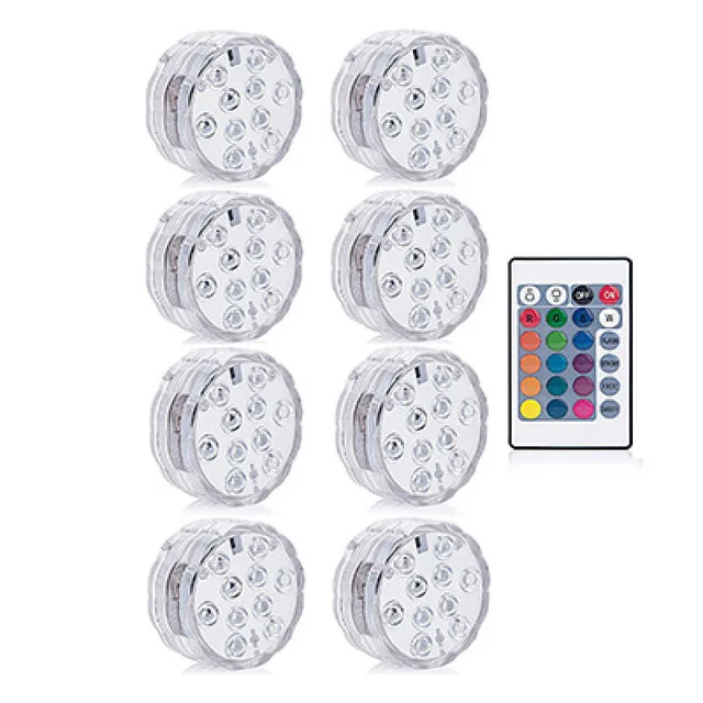 1 Remote 8 Light 10 Led RGB погружной светильник с дистанционным управлением, на батарейках, подводный Ночной светильник, напольная ваза, чаша, садовые вечерние украшения - Испускаемый цвет: 1 Remote 8 Light