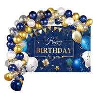 happy navy blue birthday confetti balloons confetti with banner balloons garland for celebration party home decoration men boys