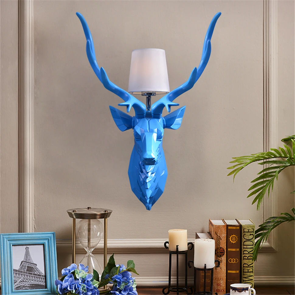 Старинный чердак смоляная цветная настенная лампа с оленем Скандинавское