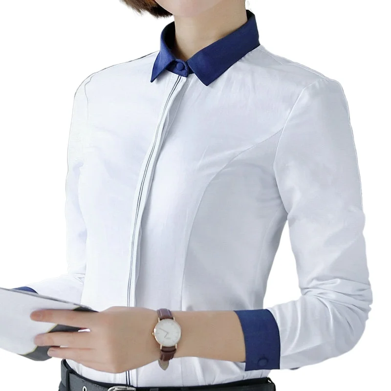 

2021 Spring Fashion Women Cotton DA Shirt Formal Elegant Blouse Office Ladies Work Wear Plus Size Tops Bushness Casual Blouses