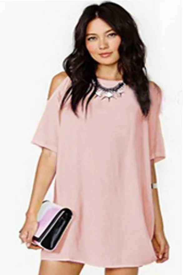 

2021In the summer fashion round collar short sleeve dress loose big yards of pure lubricious recreational skirt