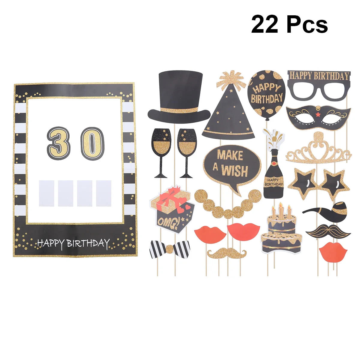 22 шт. 30th день рождения принадлежности Смешные блестки реквизит для фотографий