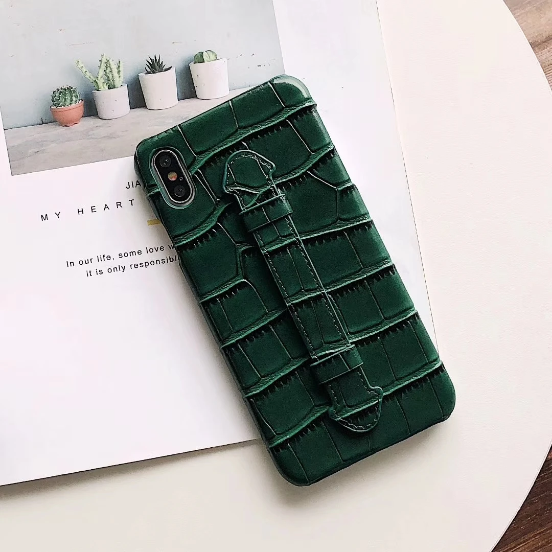 pu leather phone case for iphone 6s 6 7 8 plus x crocodile stripe bracelet buckle cases for iphone 11pro x xs xr xsmax cover free global shipping