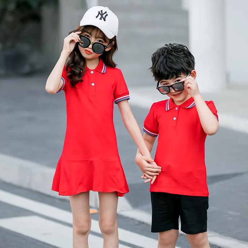 Одинаковая одежда для всей семьи летняя футболка поло папы и ребенка платье